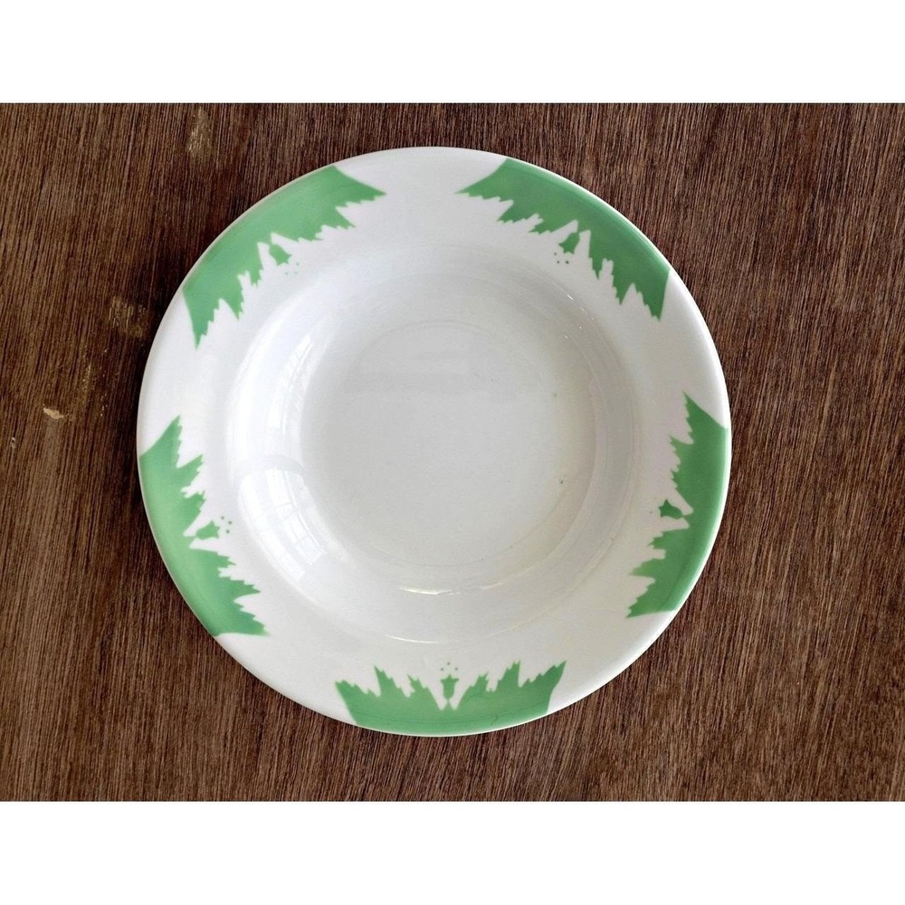 Vintage Sterling China Restaurant Bowl 1960s Airbrush Green Floral